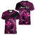 (Custom Personalised) Hawaii Hammerhead Shark Women V Neck T Shirt Polynesian Kakau With Kanaka Pink - Wonder Print Shop