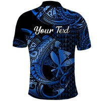 Custom Hawaii Hammerhead Shark Polynesian Tatoo Polo Shirt Polynesian Kakau With Kanaka Blue - Wonder Print Shop