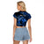 (Custom Personalised) Hawaii Hammerhead Shark Raglan Cropped T Shirt Polynesian Kakau With Kanaka Blue - Wonder Print Shop