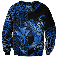 (Custom Personalised) Hawaii Hammerhead Shark Sweatshirt Polynesian Kakau With Kanaka Blue - Wonder Print Shop