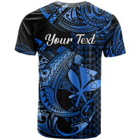 Custom Hawaii Hammerhead Shark T Shirt Polynesian Kakau With Kanaka Blue - Wonder Print Shop