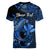 (Custom Personalised) Hawaii Hammerhead Shark Women V Neck T Shirt Polynesian Kakau With Kanaka Blue - Wonder Print Shop
