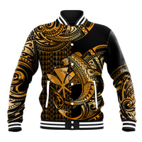 (Custom Personalised) Hawaii Hammerhead Shark Baseball Jacket Polynesian Kakau With Kanaka Gold - Wonder Print Shop