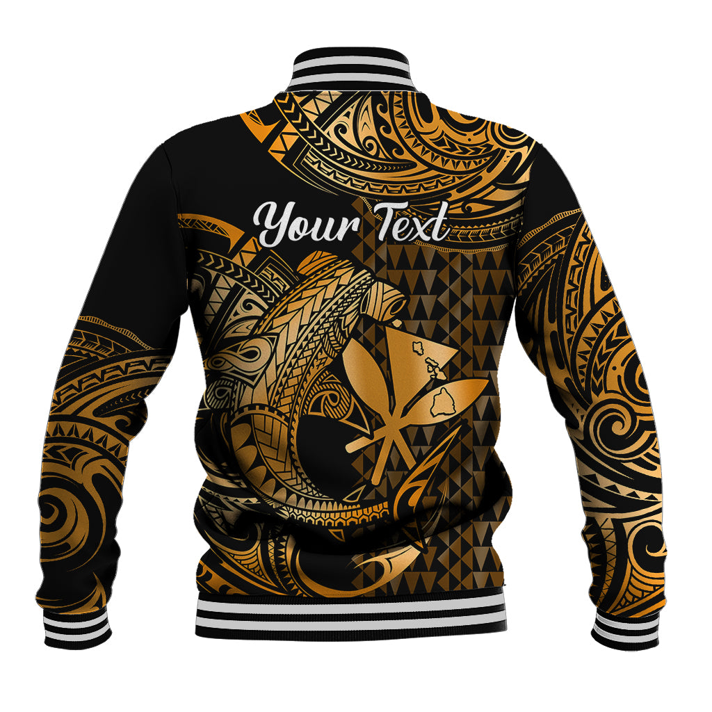 (Custom Personalised) Hawaii Hammerhead Shark Baseball Jacket Polynesian Kakau With Kanaka Gold - Wonder Print Shop
