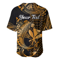 (Custom Personalised) Hawaii Hammerhead Shark Baseball Jersey Polynesian Kakau With Kanaka Gold - Wonder Print Shop