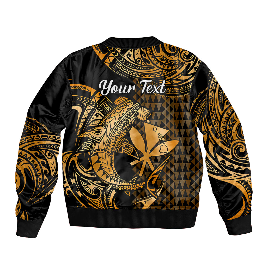 (Custom Personalised) Hawaii Hammerhead Shark Bomber Jacket Polynesian Kakau With Kanaka Gold - Wonder Print Shop