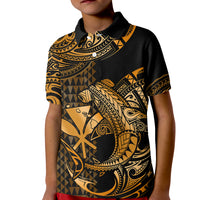 Custom Hawaii Hammerhead Shark Polo Shirt for Kid Polynesian Kakau With Kanaka Gold - Wonder Print Shop