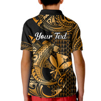 Custom Hawaii Hammerhead Shark Polo Shirt for Kid Polynesian Kakau With Kanaka Gold - Wonder Print Shop