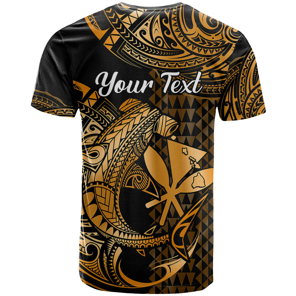 Custom Hawaii Hammerhead Shark T Shirt Polynesian Kakau With Kanaka Gold - Wonder Print Shop