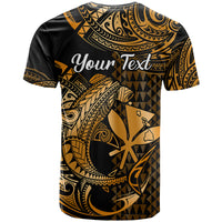 Custom Hawaii Hammerhead Shark T Shirt Polynesian Kakau With Kanaka Gold - Wonder Print Shop
