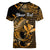 (Custom Personalised) Hawaii Hammerhead Shark Women V Neck T Shirt Polynesian Kakau With Kanaka Gold - Wonder Print Shop