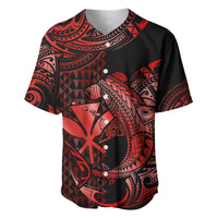 (Custom Personalised) Hawaii Hammerhead Shark Baseball Jersey Polynesian Kakau With Kanaka Red - Wonder Print Shop