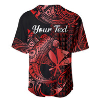 (Custom Personalised) Hawaii Hammerhead Shark Baseball Jersey Polynesian Kakau With Kanaka Red - Wonder Print Shop