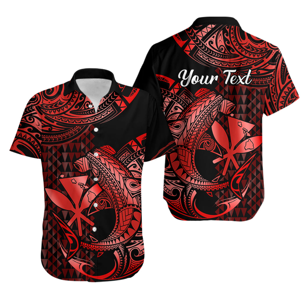 (Custom Personalised) Hawaii Hammerhead Shark Hawaiian Shirt Polynesian Kakau With Kanaka Red - Wonder Print Shop