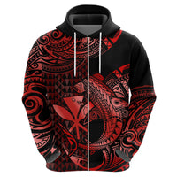 Custom Hawaii Hammerhead Shark Polynesian Hoodie Polynesian Kakau With Kanaka Red - Wonder Print Shop