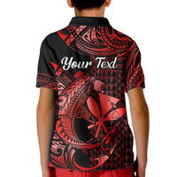 Custom Hawaii Hammerhead Shark Polo Shirt for Kid Polynesian Kakau With Kanaka Red - Wonder Print Shop