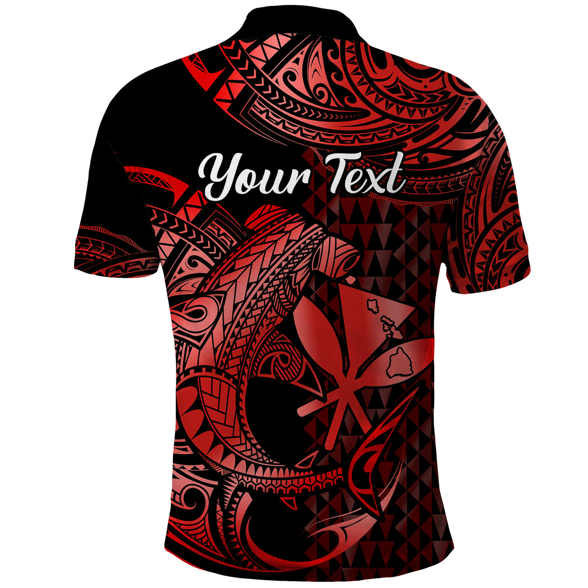 Custom Hawaii Hammerhead Shark Polynesian Tatoo Polo Shirt Polynesian Kakau With Kanaka Red - Wonder Print Shop