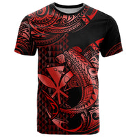 Custom Hawaii Hammerhead Shark T Shirt Polynesian Kakau With Kanaka Red - Wonder Print Shop
