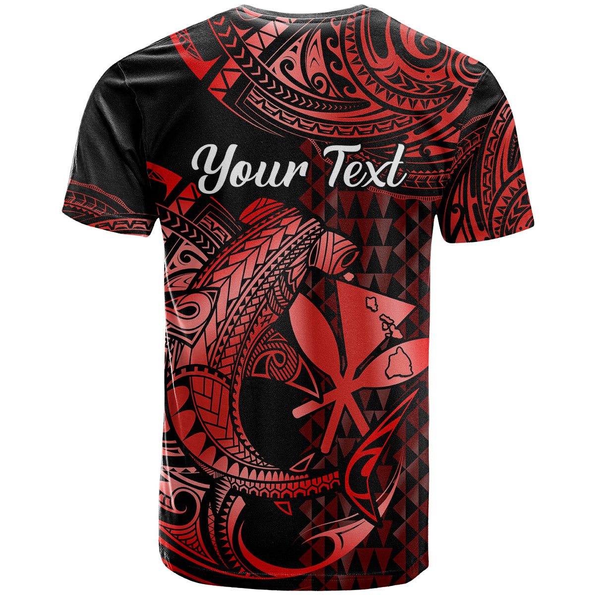 Custom Hawaii Hammerhead Shark T Shirt Polynesian Kakau With Kanaka Red - Wonder Print Shop
