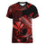 (Custom Personalised) Hawaii Hammerhead Shark Women V Neck T Shirt Polynesian Kakau With Kanaka Red - Wonder Print Shop