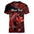 (Custom Personalised) Hawaii Hammerhead Shark Women V Neck T Shirt Polynesian Kakau With Kanaka Red - Wonder Print Shop