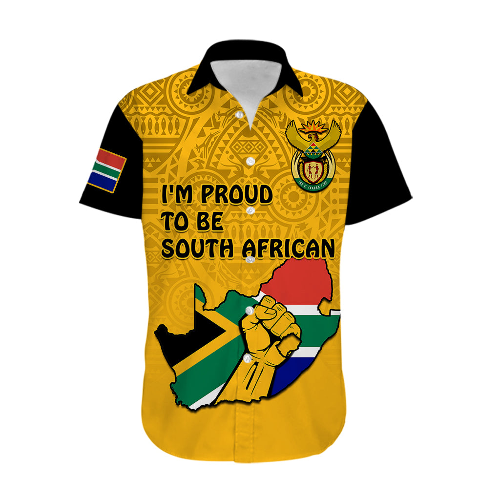 South Africa Hawaiian Shirt African Pattern Happy Freedom Day Yellow Version - Wonder Print Shop