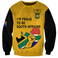 South Africa Sweatshirt African Pattern Happy Freedom Day Yellow Version - Wonder Print Shop