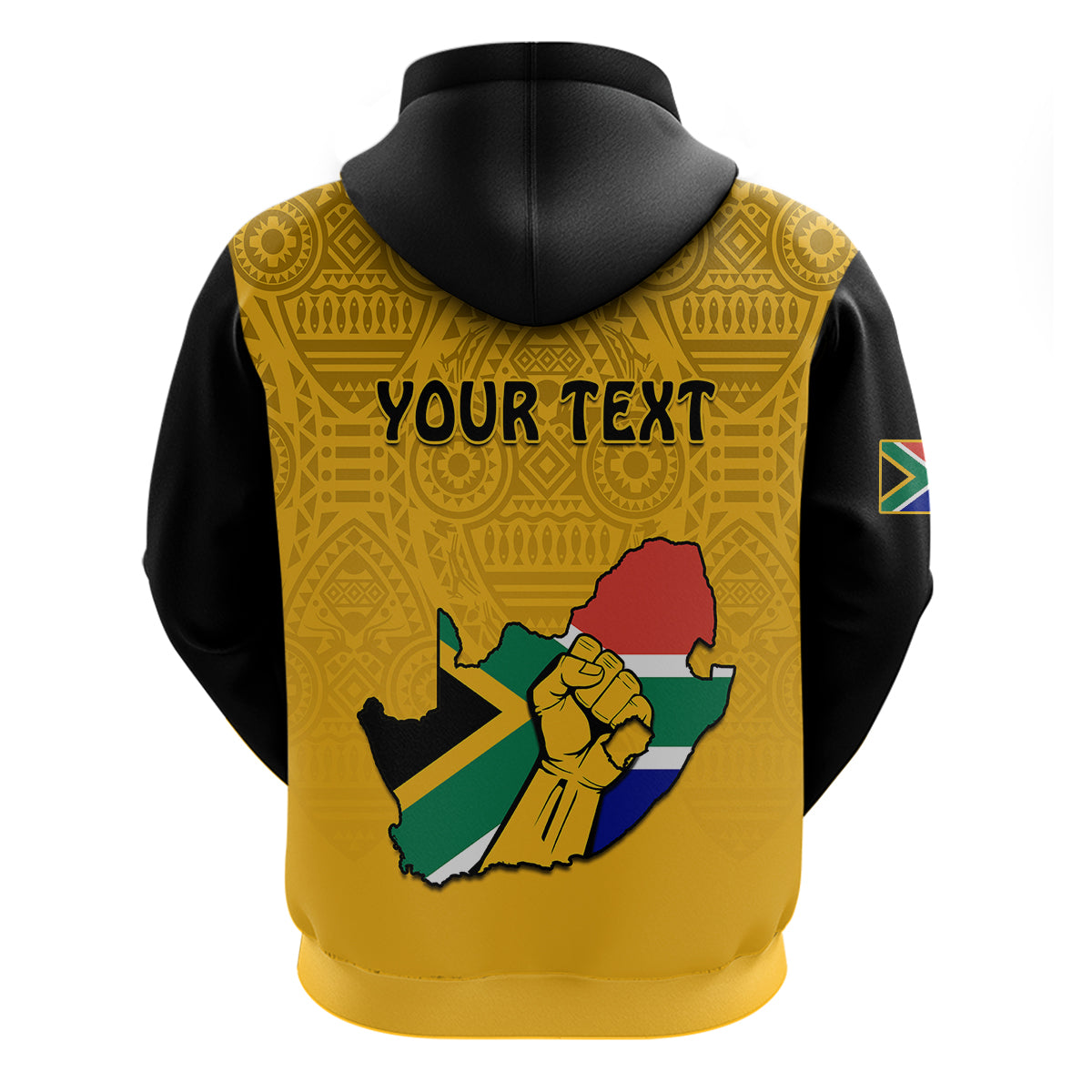 Custom South Africa Hoodie African Pattern Happy Freedom Day Yellow Version - Wonder Print Shop