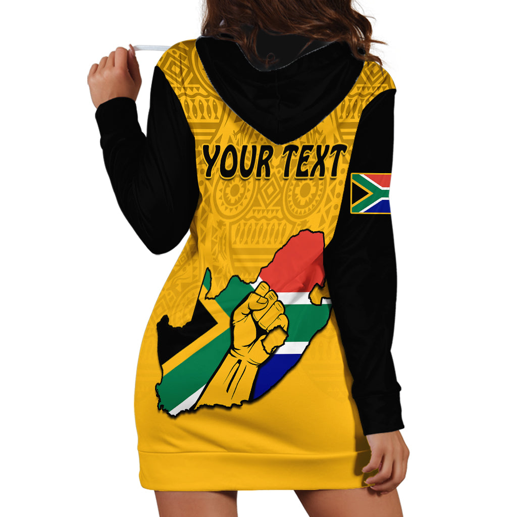 (Custom Personalised) South Africa Hoodie Dress African Pattern Happy Freedom Day Yellow Version - Wonder Print Shop