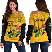 (Custom Personalised) South Africa Off Shoulder Sweater African Pattern Happy Freedom Day Yellow Version - Wonder Print Shop
