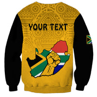 (Custom Personalised) South Africa Sweatshirt African Pattern Happy Freedom Day Yellow Version - Wonder Print Shop