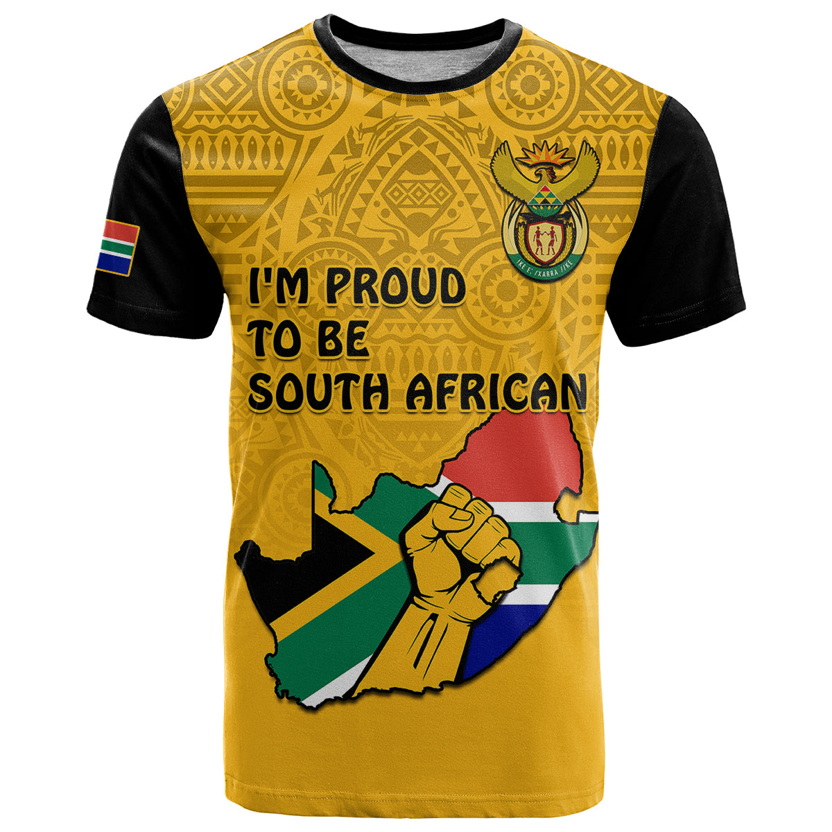 Custom South Africa T Shirt African Pattern Happy Freedom Day Yellow Version - Wonder Print Shop