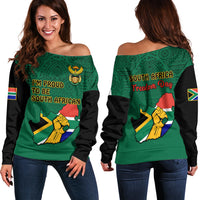 South Africa Off Shoulder Sweater African Pattern Happy Freedom Day Green Version - Wonder Print Shop