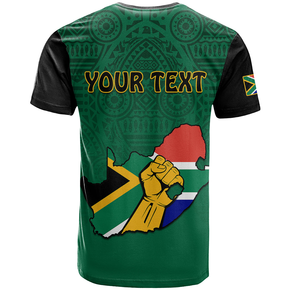 Custom South Africa T Shirt African Pattern Happy Freedom Day Green Version - Wonder Print Shop
