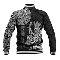 (Custom Personalised) Mexico Aztec Baseball Jacket El Calendario Maya Mix Huitzilopochtli Black - Wonder Print Shop
