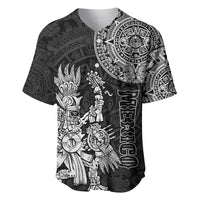 (Custom Personalised) Mexico Aztec Baseball Jersey El Calendario Maya Mix Huitzilopochtli Black - Wonder Print Shop