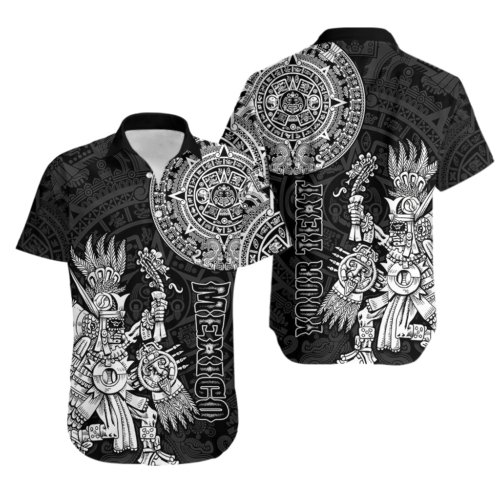 (Custom Personalised) Mexico Aztec Hawaiian Shirt El Calendario Maya Mix Huitzilopochtli Black - Wonder Print Shop