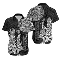 (Custom Personalised) Mexico Aztec Hawaiian Shirt El Calendario Maya Mix Huitzilopochtli Black - Wonder Print Shop