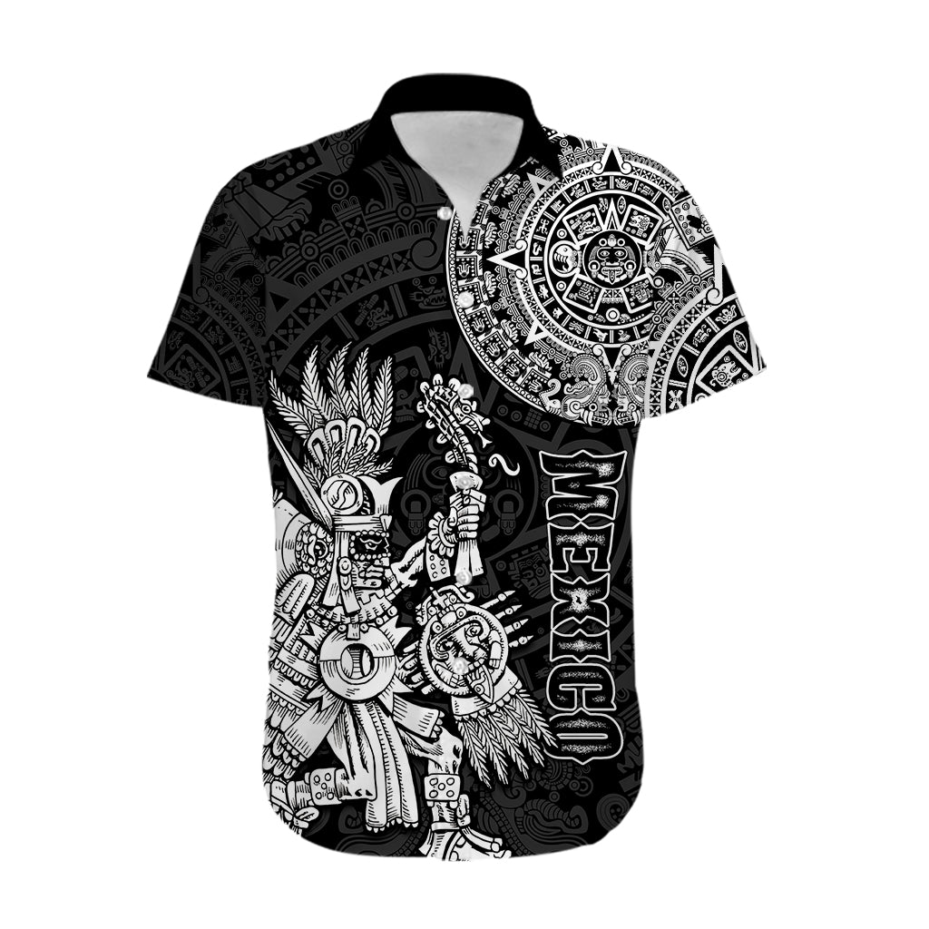 (Custom Personalised) Mexico Aztec Hawaiian Shirt El Calendario Maya Mix Huitzilopochtli Black - Wonder Print Shop