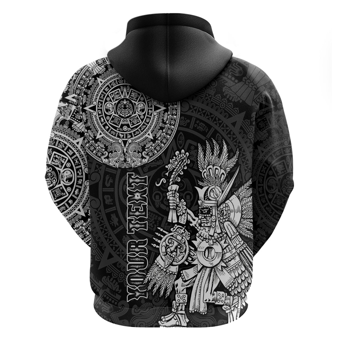 Custom Mexico Aztec Hoodie El Calendario Maya Mix Huitzilopochtli Black - Wonder Print Shop