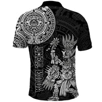 Custom Mexico Aztec Polo Shirt El Calendario Maya Mix Huitzilopochtli Black - Wonder Print Shop