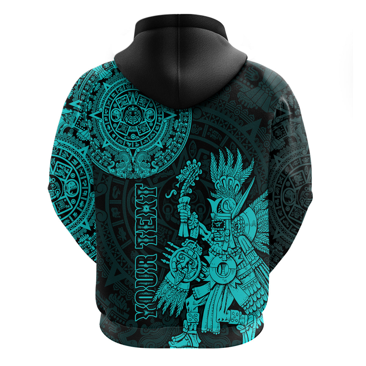 Custom Mexico Aztec Hoodie El Calendario Maya Mix Huitzilopochtli Turquoise - Wonder Print Shop