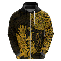 Custom Mexico Aztec Hoodie El Calendario Maya Mix Huitzilopochtli Gold - Wonder Print Shop