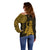 (Custom Personalised) Mexico Aztec Off Shoulder Sweater El Calendario Maya Mix Huitzilopochtli Gold - Wonder Print Shop