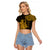 (Custom Personalised) Mexico Aztec Raglan Cropped T Shirt El Calendario Maya Mix Huitzilopochtli Gold - Wonder Print Shop