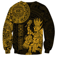 (Custom Personalised) Mexico Aztec Sweatshirt El Calendario Maya Mix Huitzilopochtli Gold - Wonder Print Shop