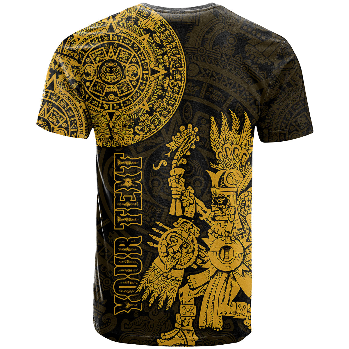 Custom Mexico Aztec T Shirt El Calendario Maya Mix Huitzilopochtli Gold - Wonder Print Shop
