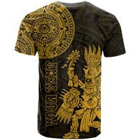 Custom Mexico Aztec T Shirt El Calendario Maya Mix Huitzilopochtli Gold - Wonder Print Shop