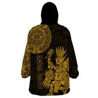 (Custom Personalised) Mexico Aztec Wearable Blanket Hoodie El Calendario Maya Mix Huitzilopochtli Gold - Wonder Print Shop