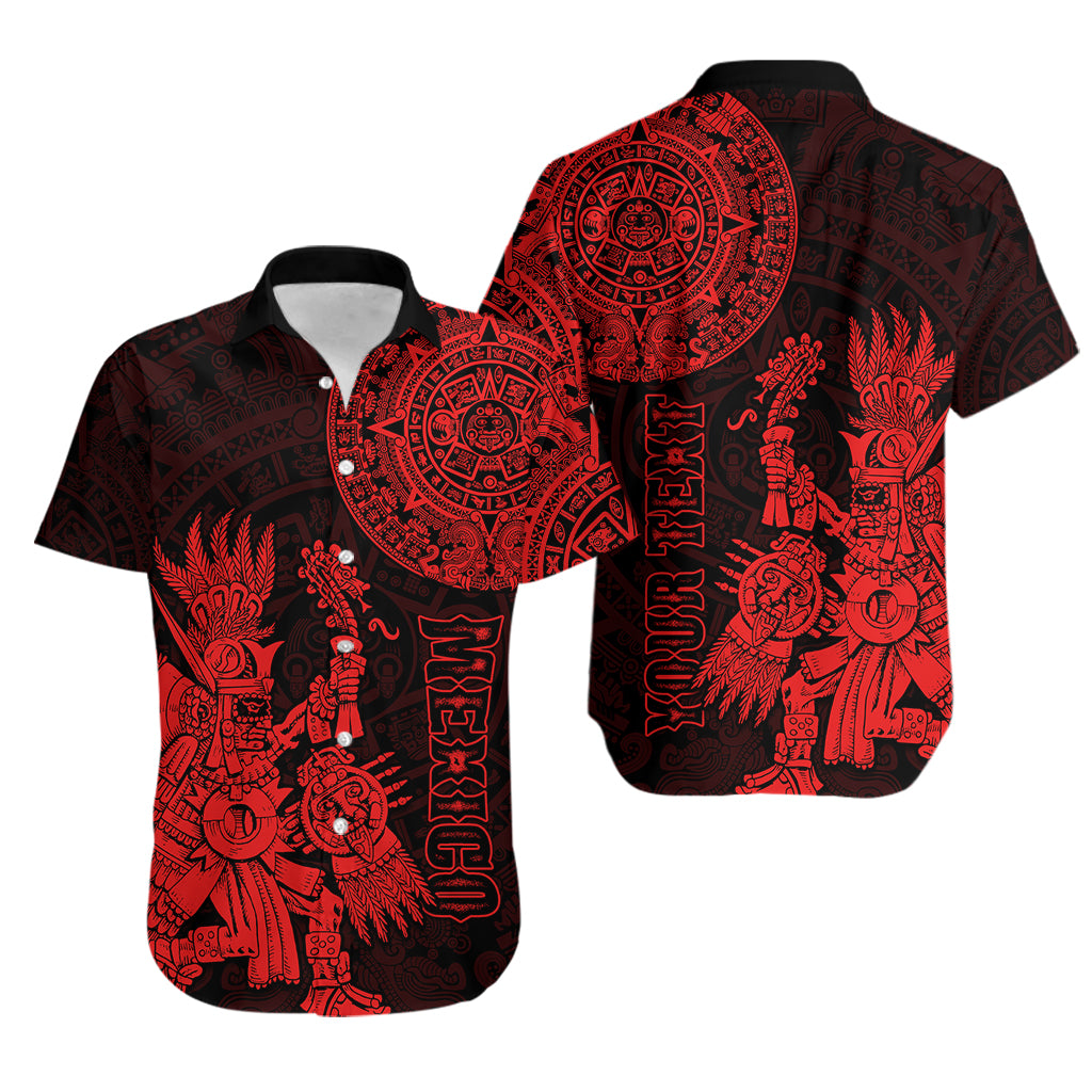 (Custom Personalised) Mexico Aztec Hawaiian Shirt El Calendario Maya Mix Huitzilopochtli Red - Wonder Print Shop